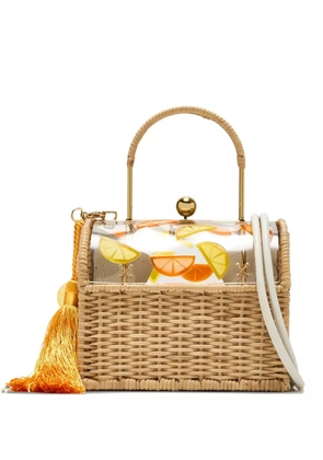 Waiwai Rio Lole citrus-print wicker tote bag - Neutrals