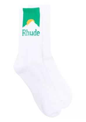 RHUDE Mountain logo intarsia-knit socks - White