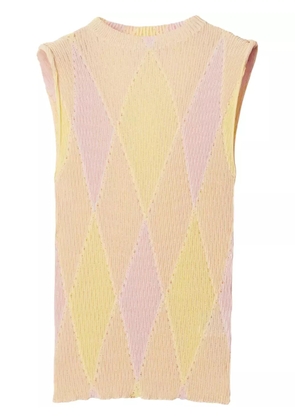 Burberry crew-neck argyle intarsia-knit top - Yellow