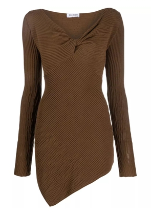 The Attico asymmetric ribbed-knit minidress - Brown