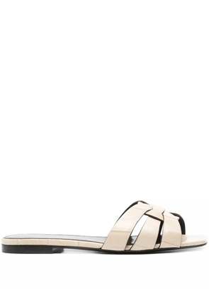 Saint Laurent Tribute leather slides - Neutrals