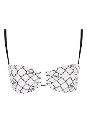 Max Mara Alicia monogram-ruffled bandeau bikini top - White