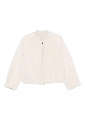 Liska zip-front lamb-shearling bomber jacket - White