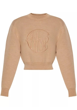 Chloé embroidered-logo wool jumper - Neutrals