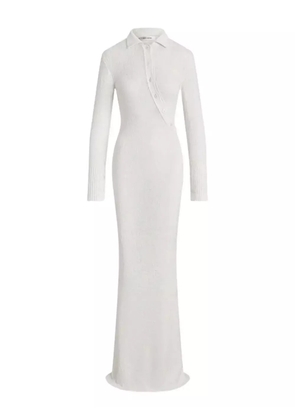 Aya Muse Helia long-sleeve button maxi dress - White