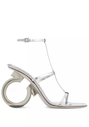 Ferragamo Elina 105mm metallic-finish sandals - Silver