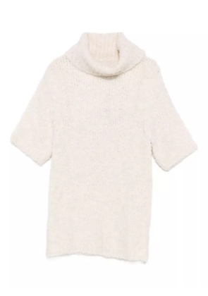 DIXIE roll-neck short-sleeve knitted top - White