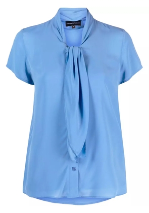 Emporio Armani tie-neck short-sleeve shirt - Blue