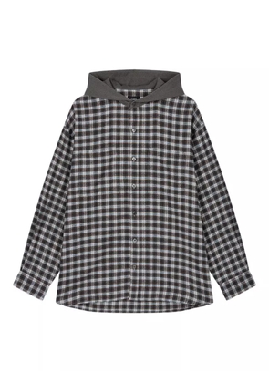 STUDIO TOMBOY hooded check-pattern shirt - Grey