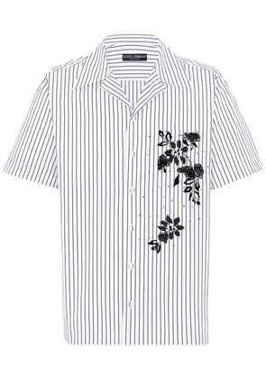 Dolce & Gabbana floral-print striped shirt - White
