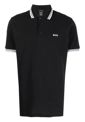 BOSS embroidered-logo cotton polo shirt - Black