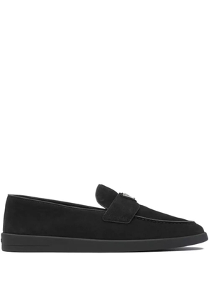 Prada triangle- logo suede loafers - Black