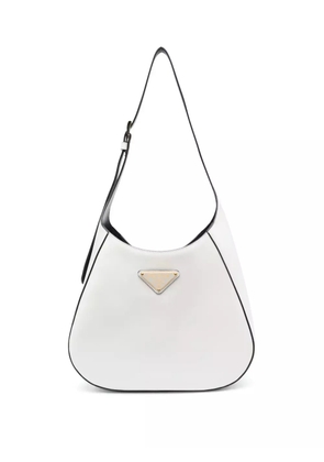 Prada triangle-logo leather shoulder bag - White