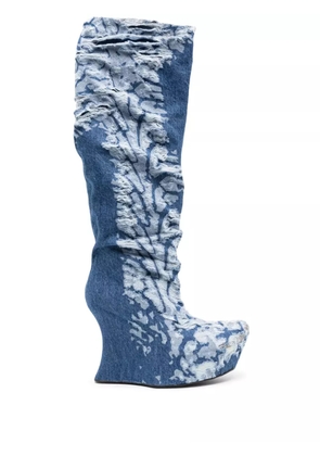 Masha Popova 120mm denim knee-high boots - Blue