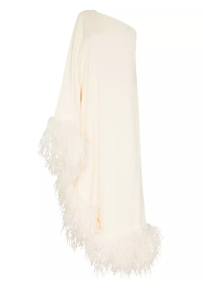 Taller Marmo Ubud feather-trim gown - Neutrals