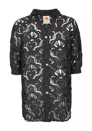 FARM Rio openwork-design button-up top - Black