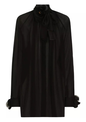 Dolce & Gabbana floral-appliqué cotton blouse - Black