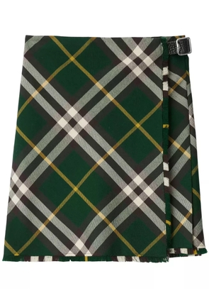 Burberry check-pattern wool skirt - Green