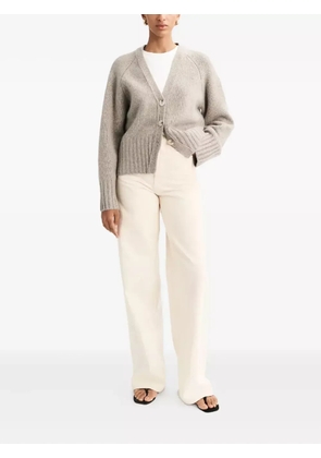 Soft Goat button V-neck cashmere cardigan - Grey