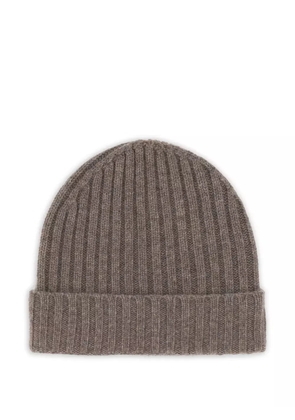 Boggi Milano ribbed cashmere beanie hat - Brown