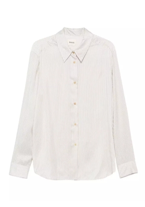 KHAITE stripe-pattern long-sleeve shirt - White