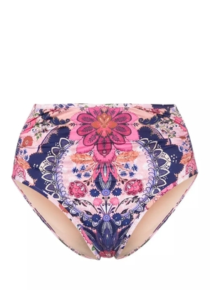 ZIMMERMANN Laurel floral-print bikini bottoms - Pink