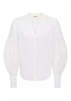 L'Agence Kiera lace-trim balloon-sleeve shirt - White