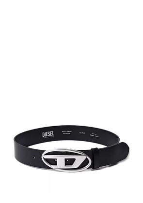 Diesel logo-buckle leather belt - Black
