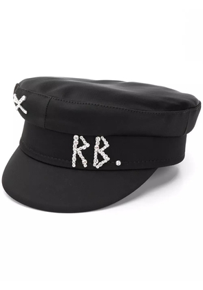 Ruslan Baginskiy rhinestone logo breton hat - Black