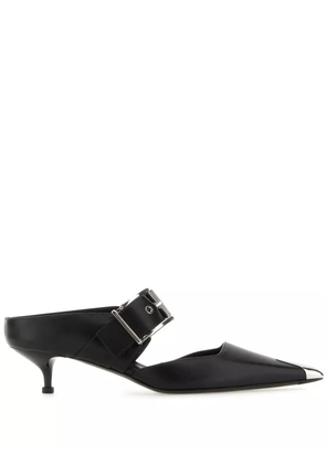 Alexander McQueen Punk Buckle 40mm leather mules - Black