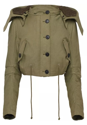 Prada button-up cropped hooded jacket - Green