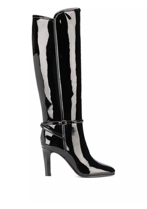 Saint Laurent 95mm patent square-toe boots - Black