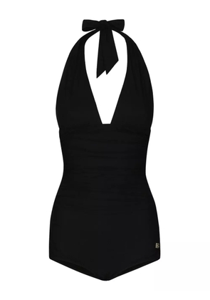 Dolce & Gabbana halterneck ruched swimsuit - Black