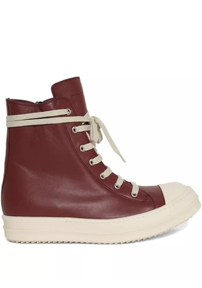 Rick Owens lace-up high-top leather sneakers - Red