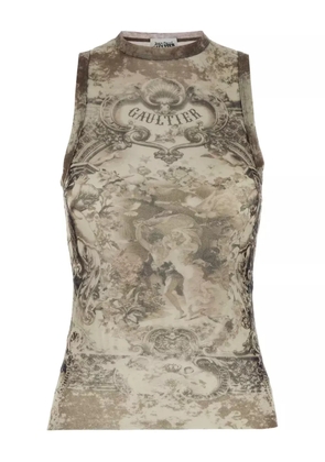 Jean Paul Gaultier graphic-print sleeveless top - Neutrals