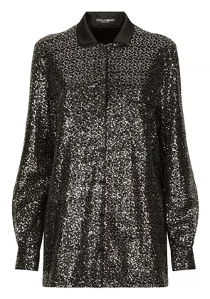 Dolce & Gabbana satin-collar sequin-embellished shirt - Black