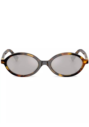Miu Miu Eyewear logo-lettering sunglasses - Brown