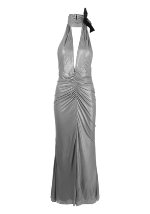 Alessandra Rich halterneck open-back evening dress - Silver