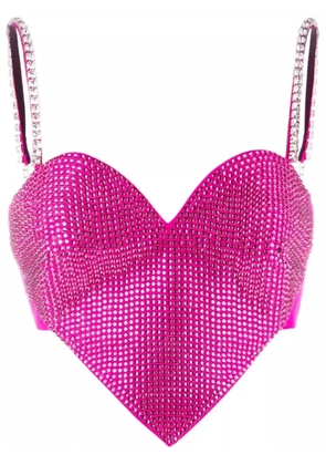 AREA crystal heart crop top - Pink