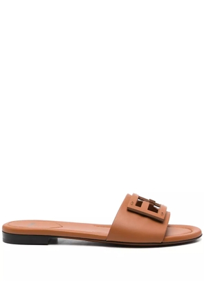 FENDI Baguette leather slides - Brown