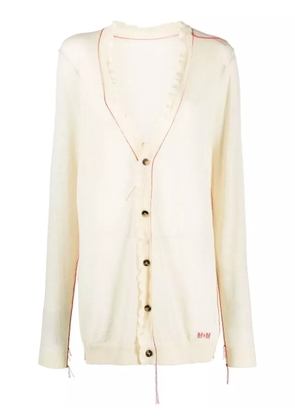 Maison Margiela contrast-stitch logo-embroidered cardigan - Neutrals