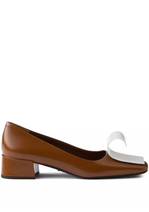 Prada 35mm two-tone brushed-leather pumps - Brown