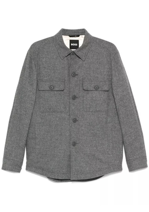 BOSS brushed flannel shirt jacket - Grey