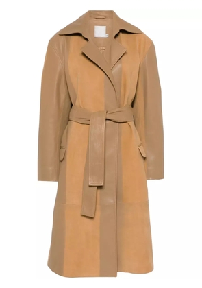 Christopher Esber scuffed-leather coat - Brown