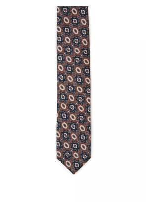 Lardini geometric-jacquard tie - Brown