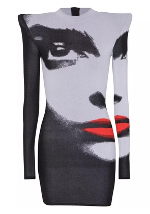 Balmain face-motif mini dress - White