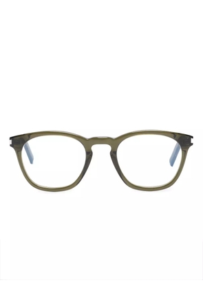 Saint Laurent Eyewear polished-effect round-frame glasses - Green