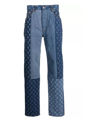 Marine Serre Regenerated-denim slim-fit jeans - Blue