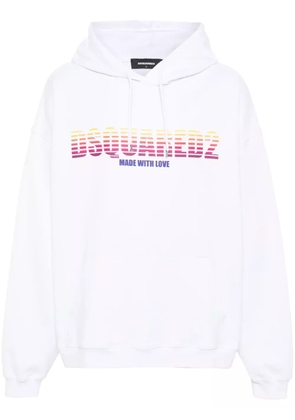 DSQUARED2 logo-print cotton hoodie - White