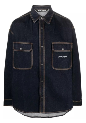 Palm Angels logo-embroidered denim shirt - Blue